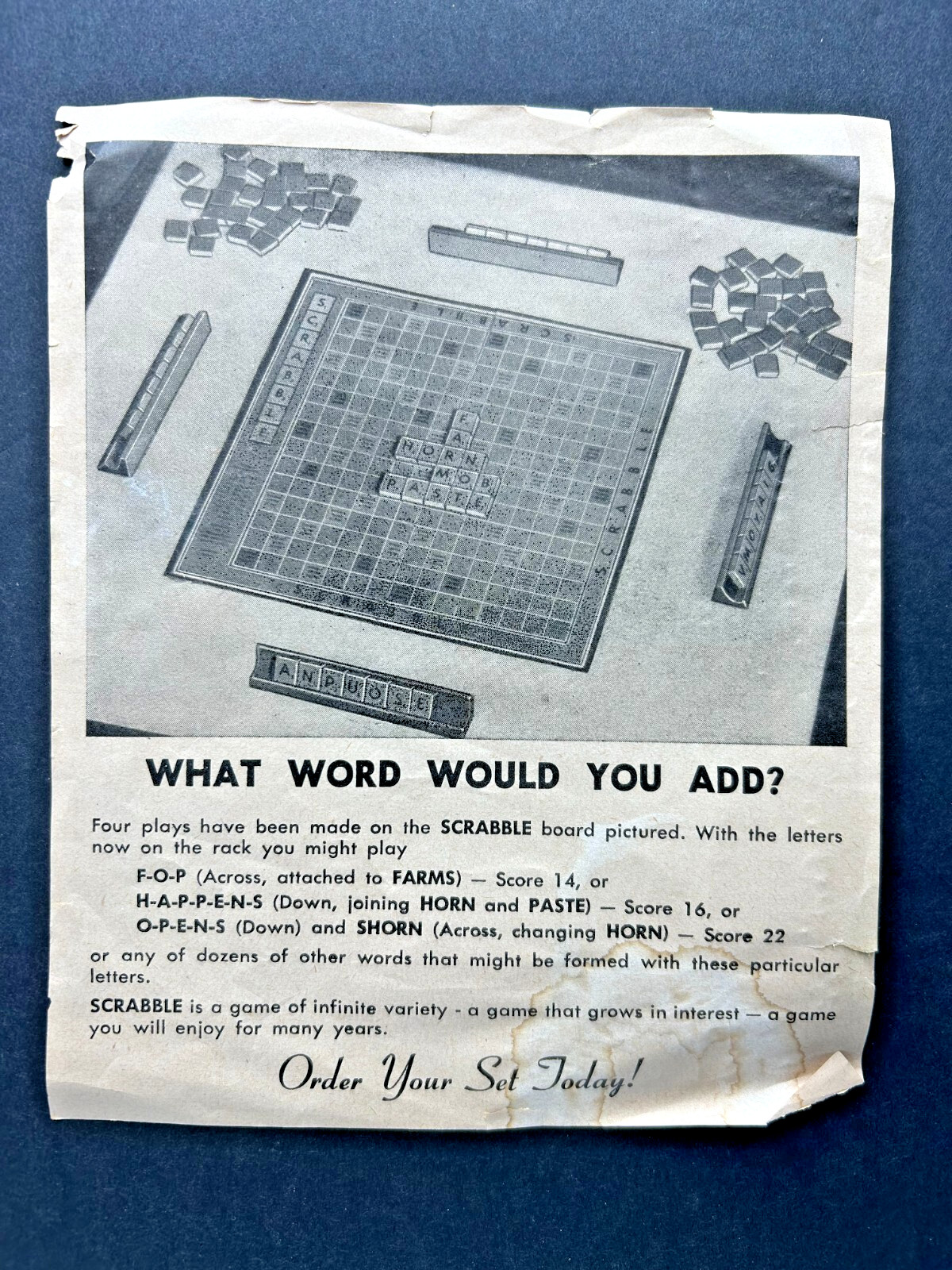Vintage 1953 Scrabble Board Game Selchow & Righter Red Box Wood Tiles USA Made