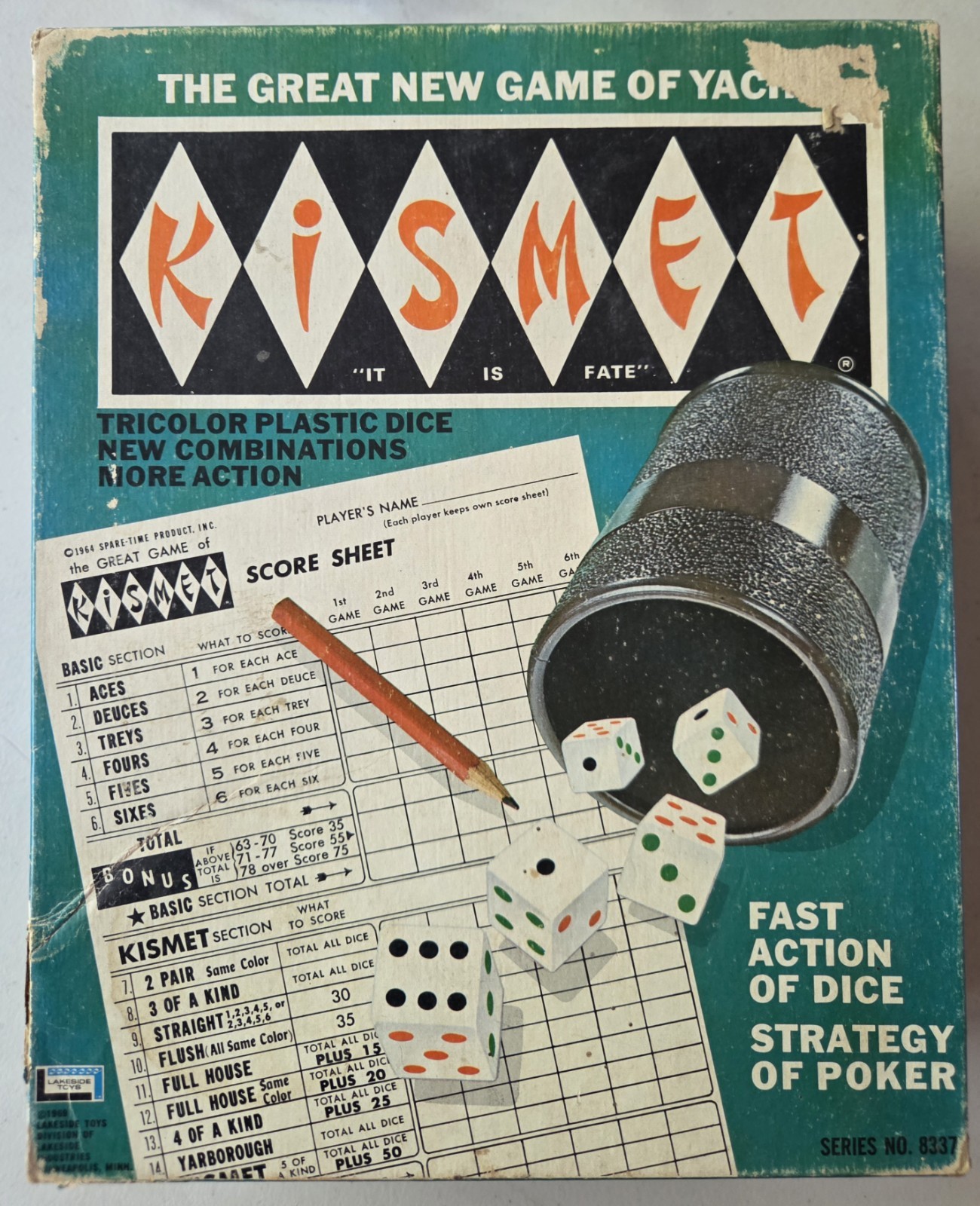 Vintage KISMET DICE GAME Lakeside Games 1969 100% Complete Score Sheets/Pencil