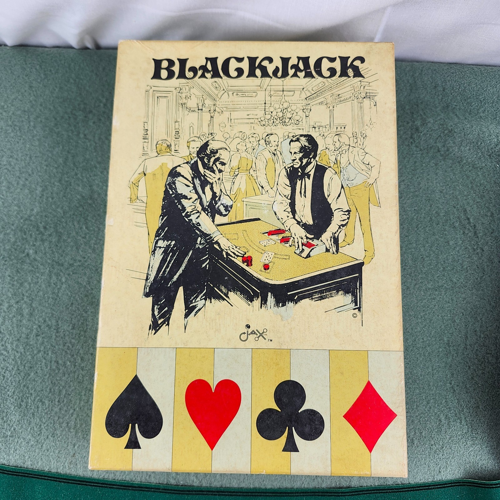 Vintage 21 Blackjack Casino Game Set Dealing Shoe Mat Vegas Night Decor COMPLETE