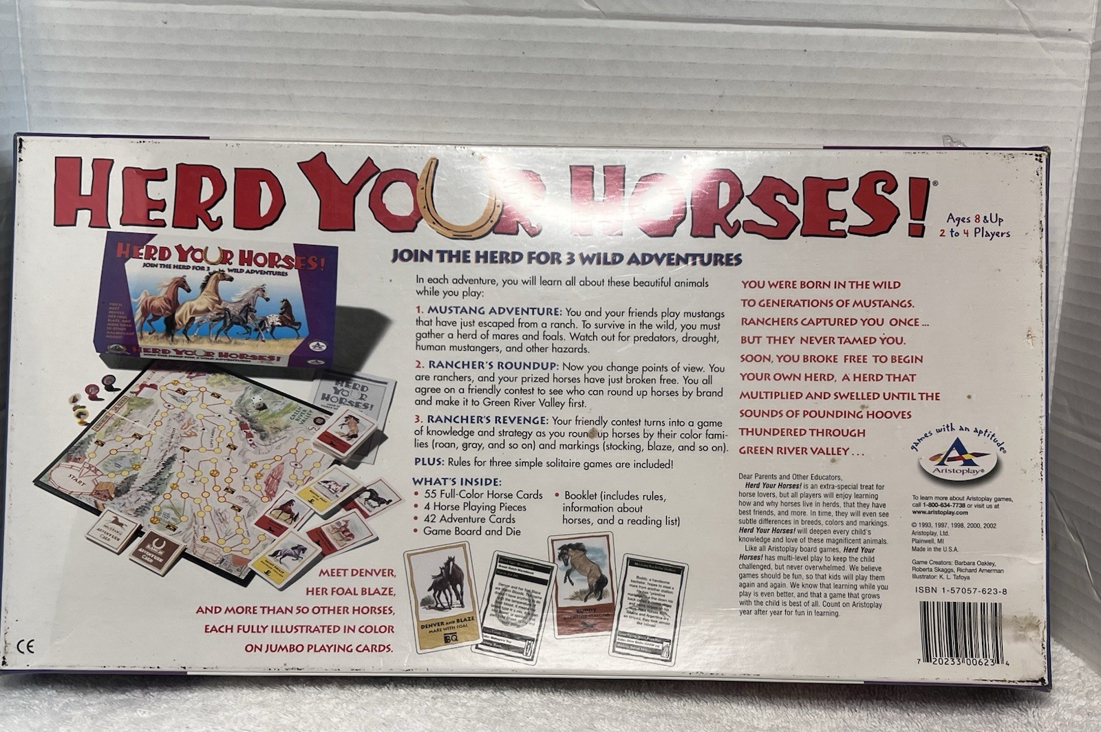 Vintage Herd Your Horses! 3 Wild Adventures Board Game 2002/Aristoplay New