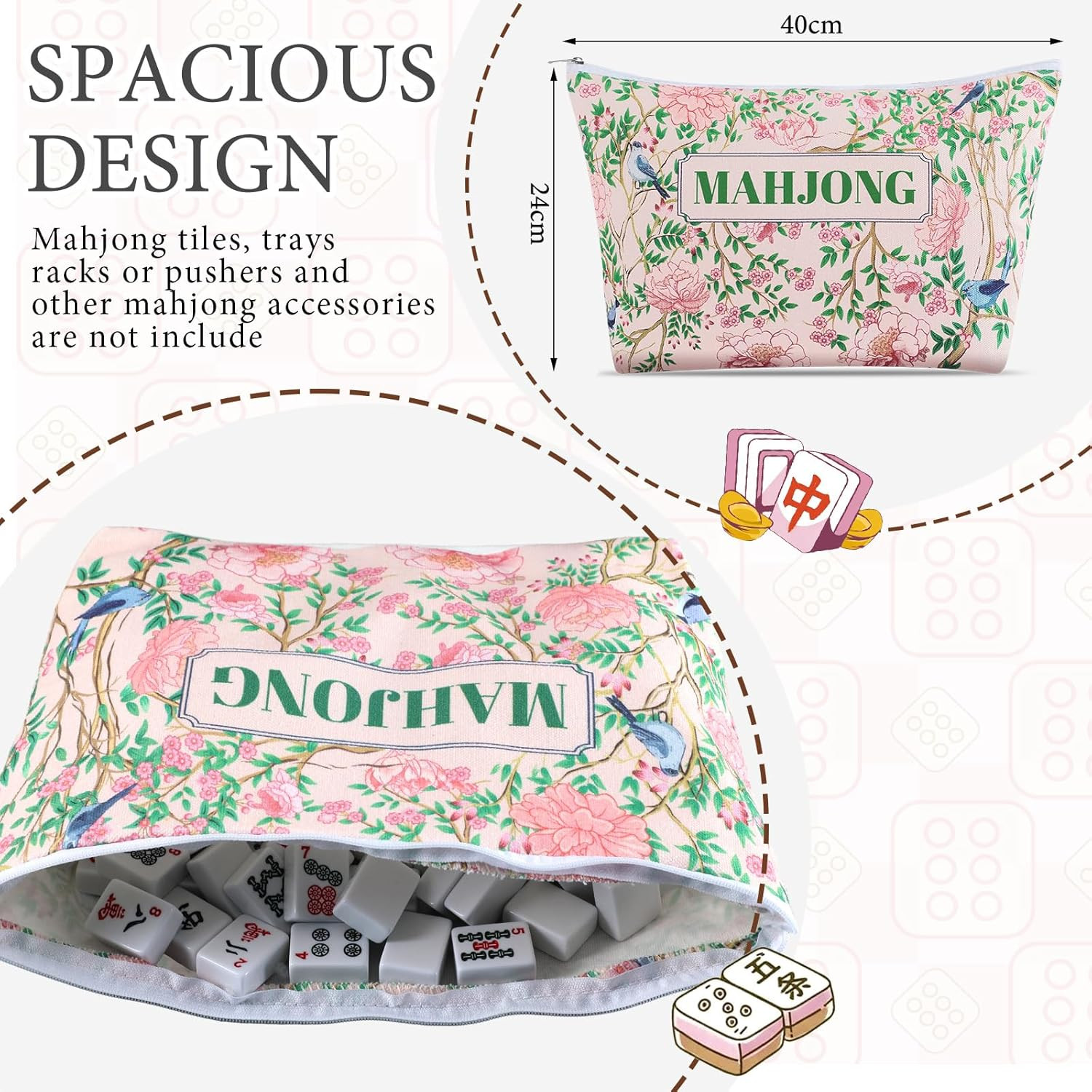 American Mahjong Empty Bags Set for Tiles & Racks – 24x13x4.7 Inches