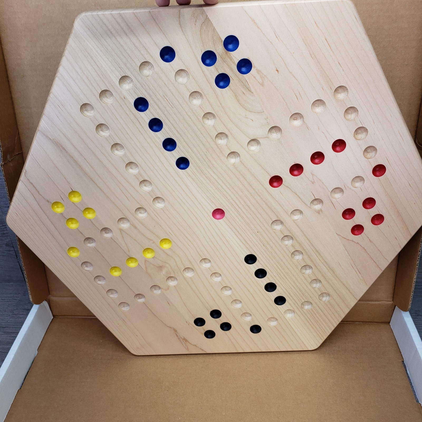 Oak Hand-painted Double-sided Aggravation Game Board, 16″ Amish Wood