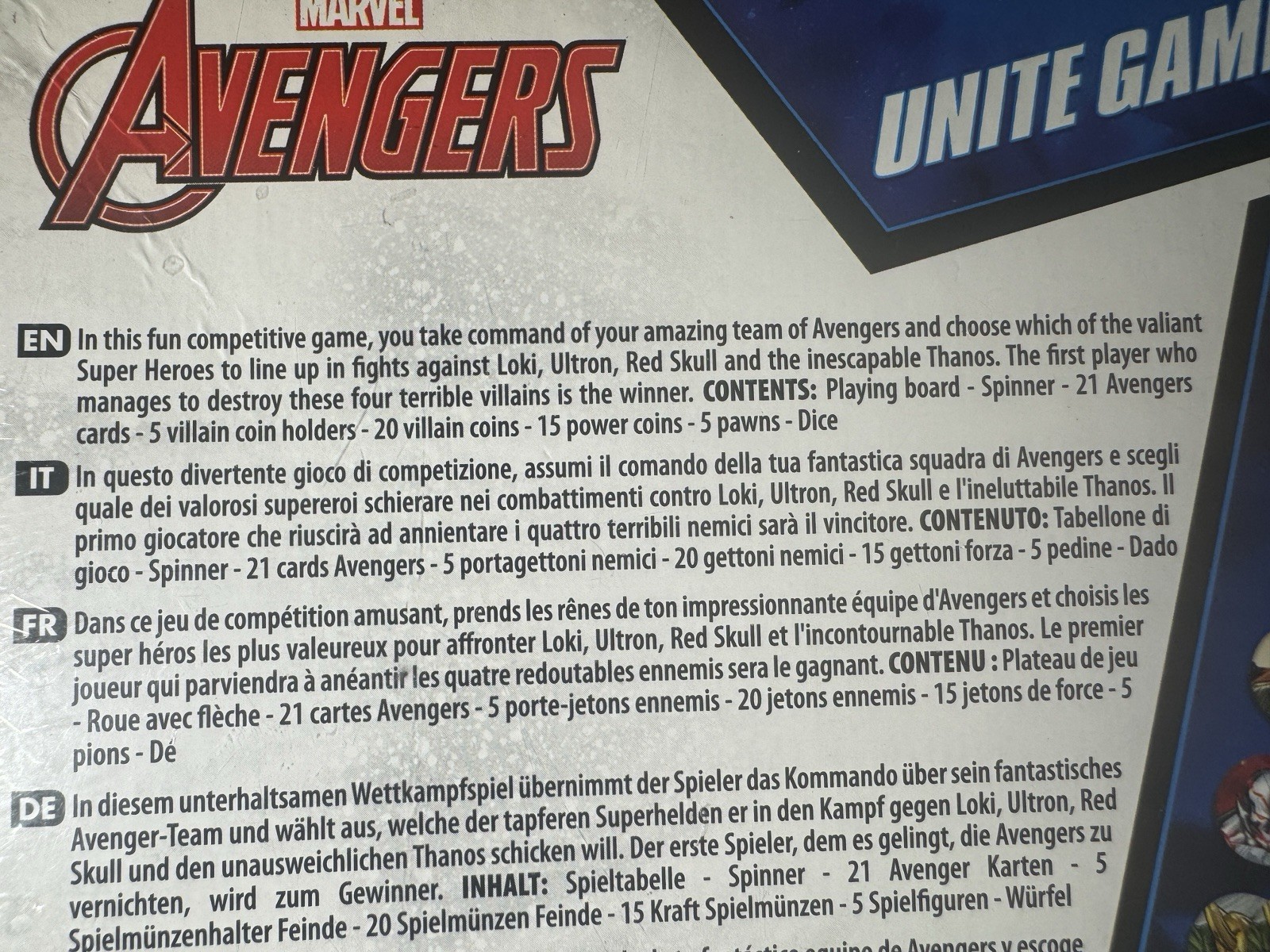 Marvel Avengers Unite Game Board Game 2019 Lisciani New Factory Sealed