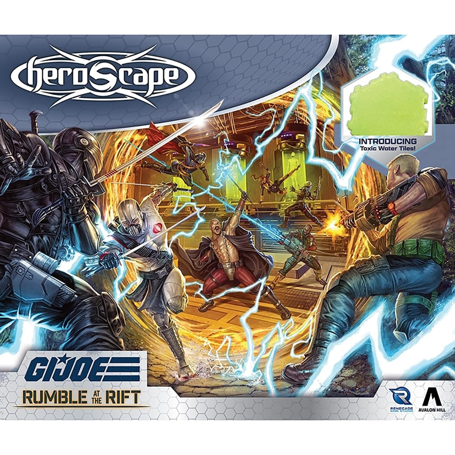 Tactical Board Game – G.I. Joe Heroscape Rumble at The Rift, 8 Miniatures & Hex