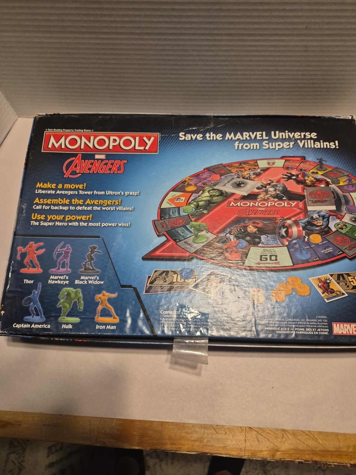 MONOPOLY MARVEL AVENGERS COMPLETE 2014 BOARD GAME! Looks New Some Parts Sealed