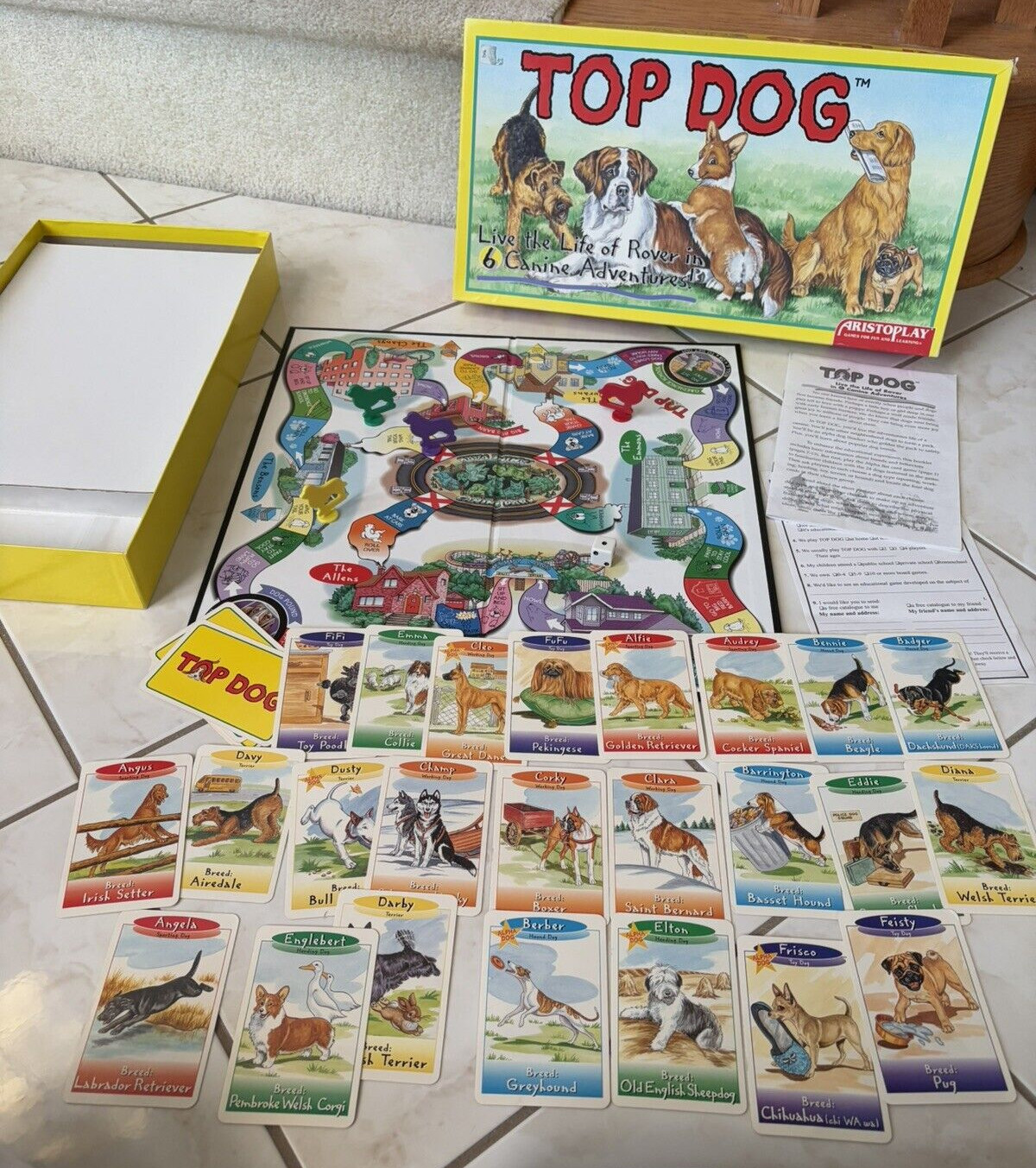 Top Dog Board Game COMPLETE Aristoplay Vintage 1995 Kids Family Animal Adventure