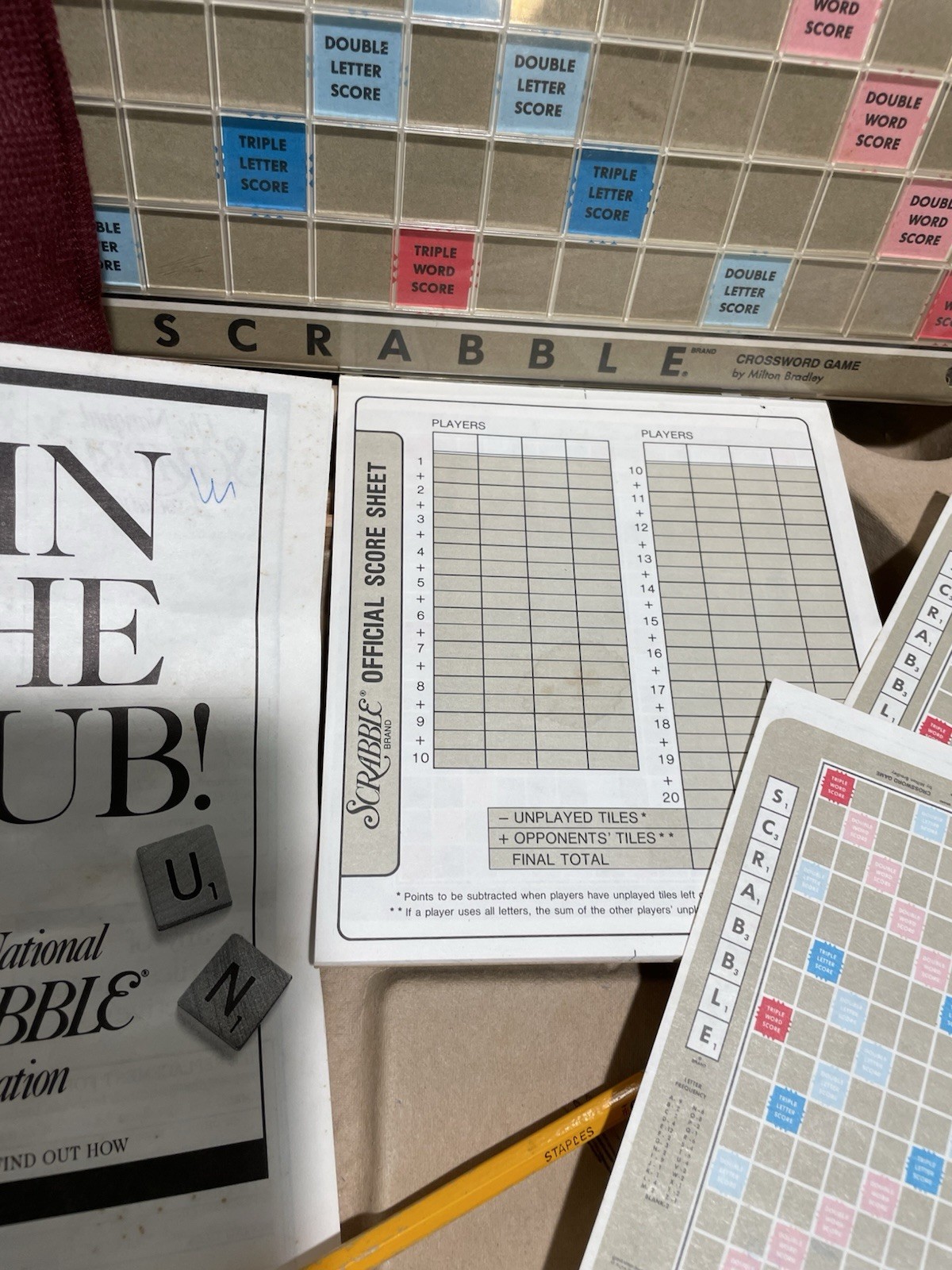 Milton Bradley Scrabble Deluxe Crossword Board Game Rotating Turntable 1988