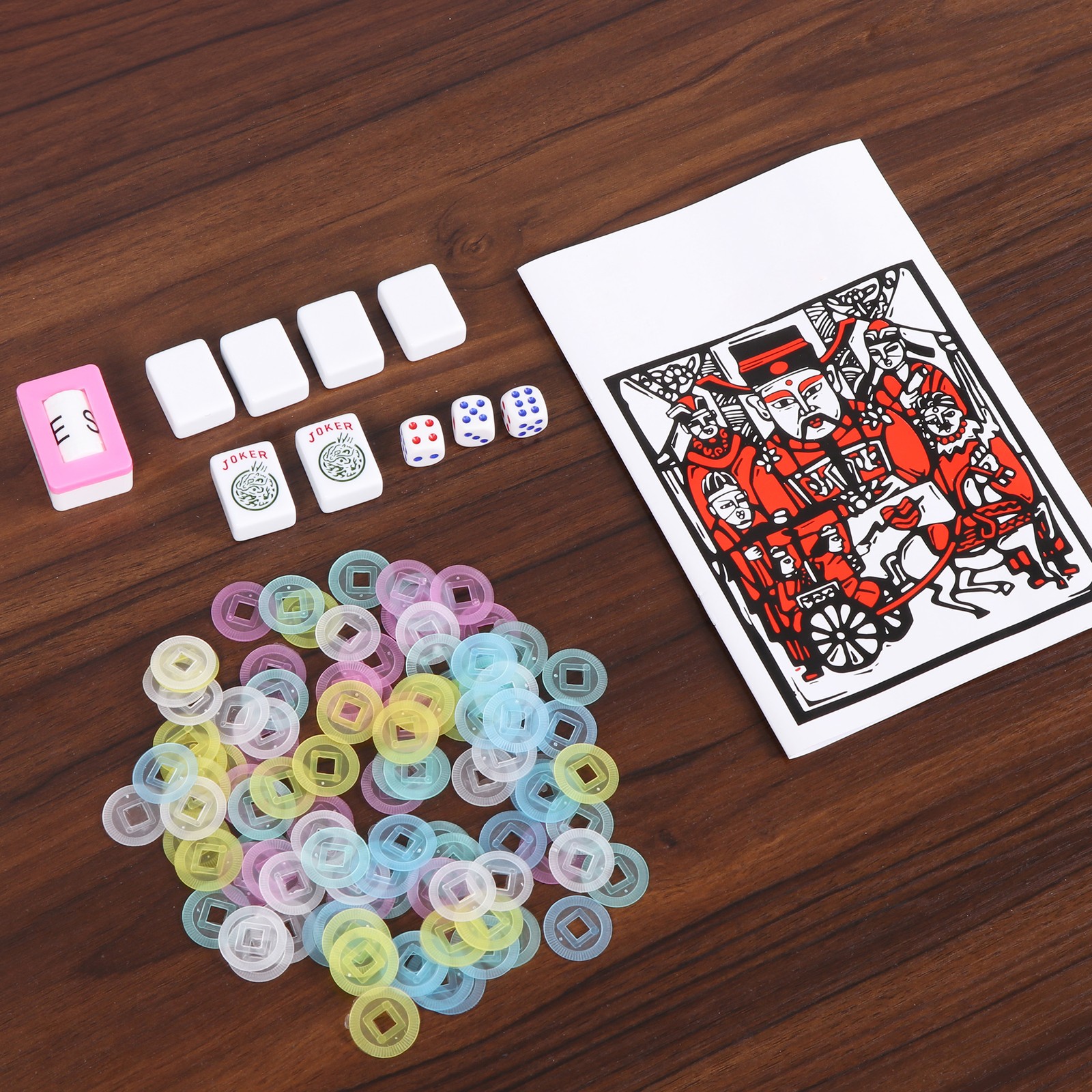 American Mahjong Set 166 Tiles 4 All-in-One Rack/Pushers with Blue Bag Full Size