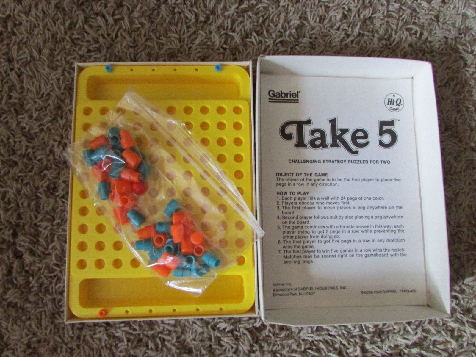 TAKE 5 Board Game 1977 Gabriel Strategy VINTAGE
