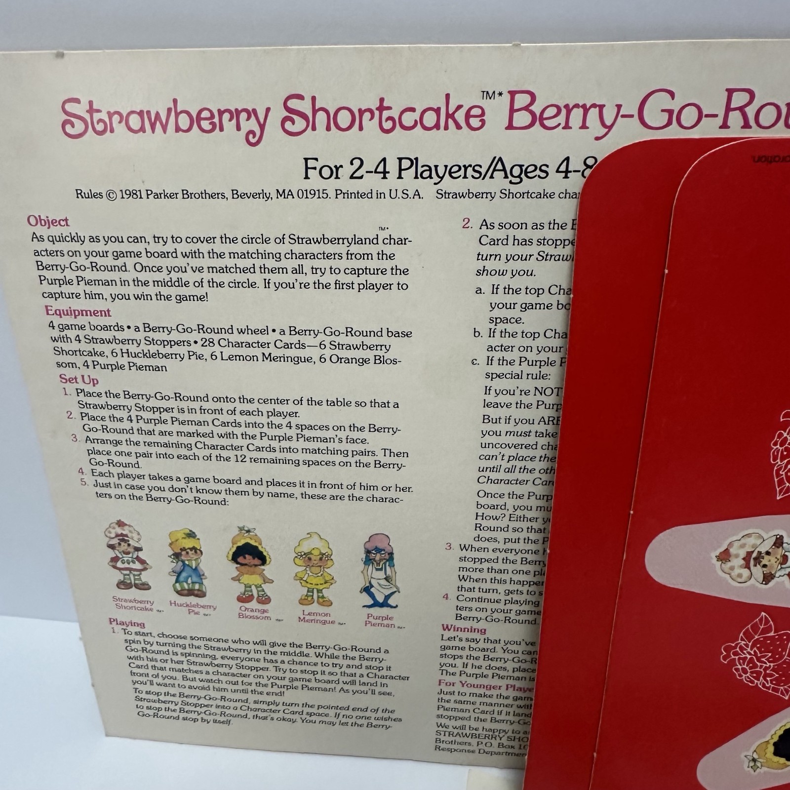 Strawberry Shortcake Berry Go Round VTG 1981 Board Game Parker Brothers
