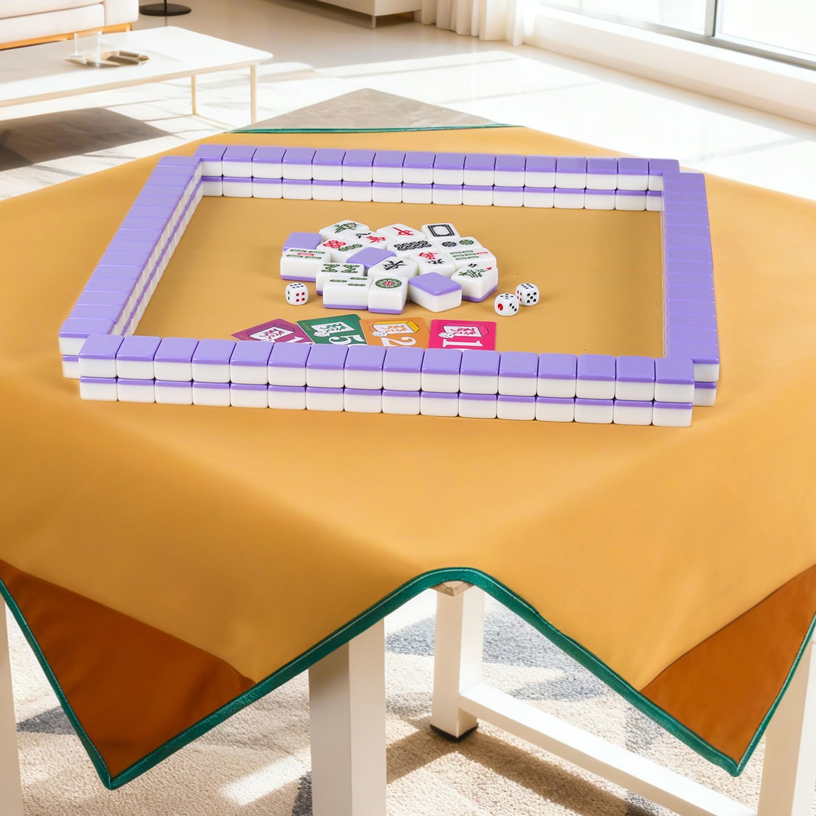 Chinese 1.55″(40MM) Large Purple Mahjong Set with Blue Vinyl Case -152 Melami…