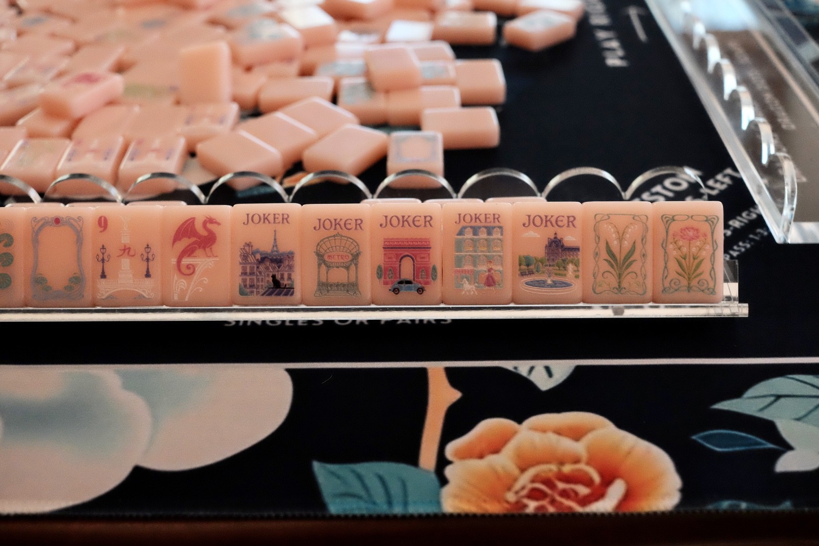 NEW! Pink Paris Mahjong Tiles – 160 American Engraved Tiles – Beautiful!