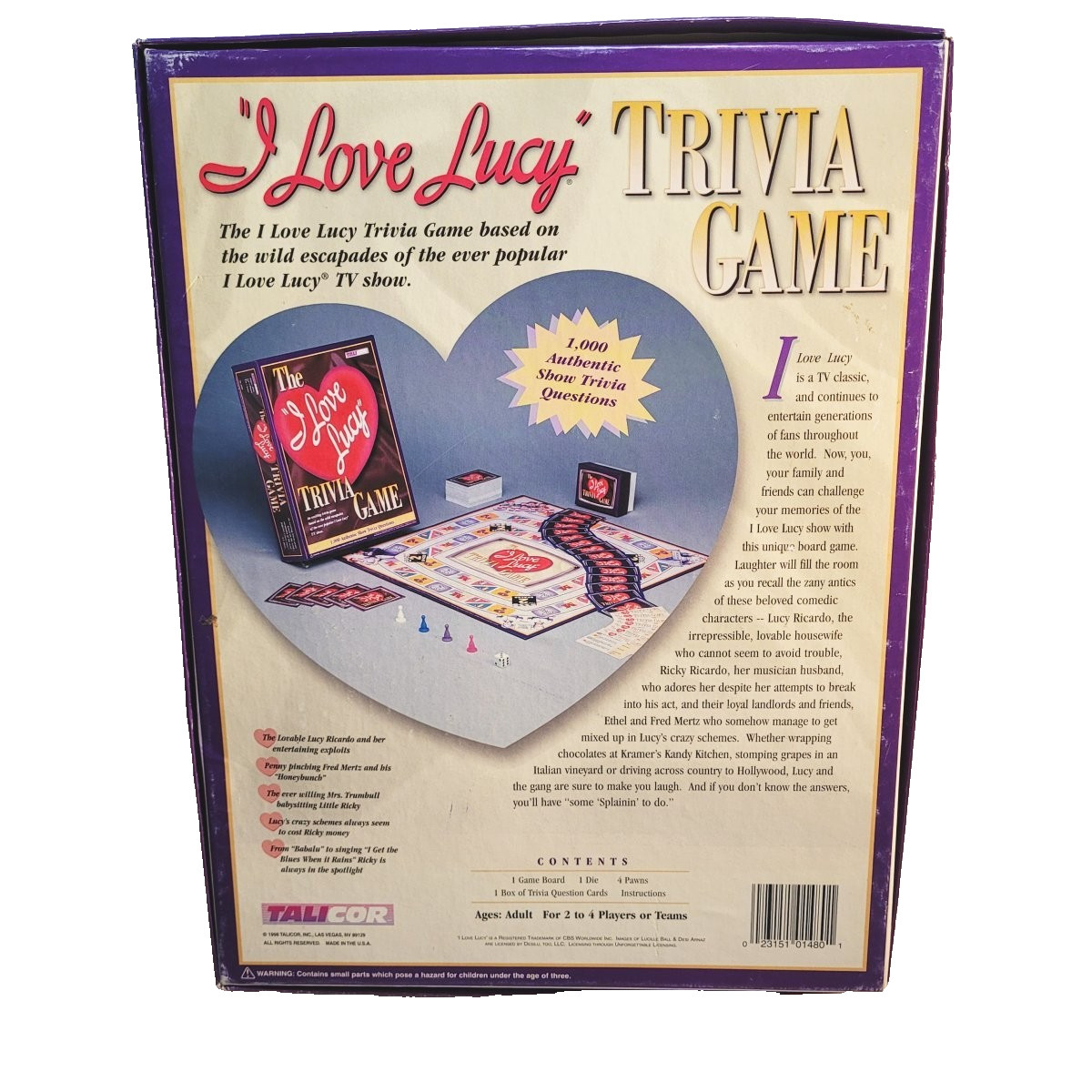 The “I Love Lucy” Trivia Board Game – Talicor 1998