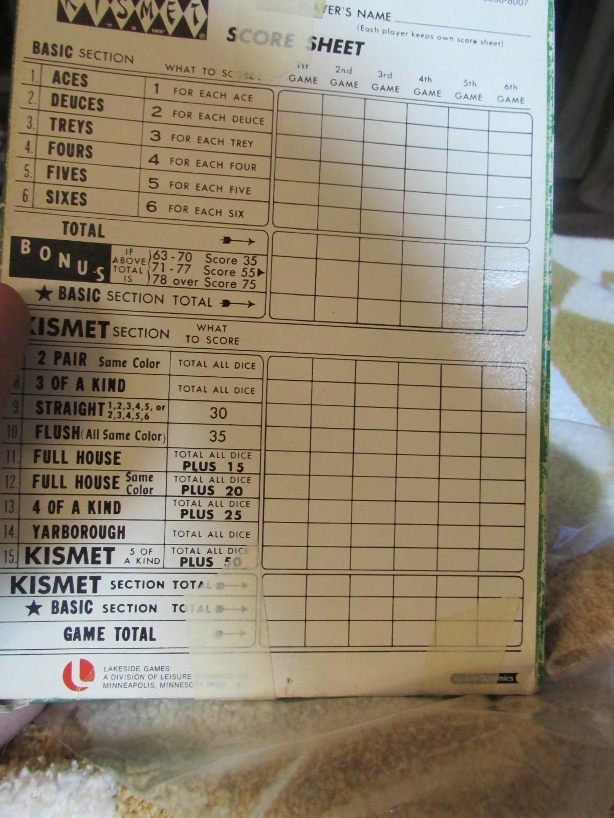 1965 Kismet Score Sheets Pads Lot Of 4 – 65 sheets