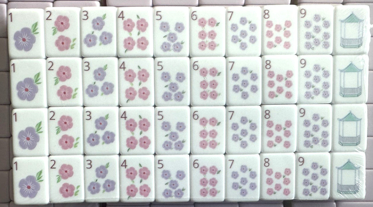 MISSING 2 FLOWERS – PASTEL PURPLE 4 Layer Acrylic Mahjong Tiles READ DESCRIPTION
