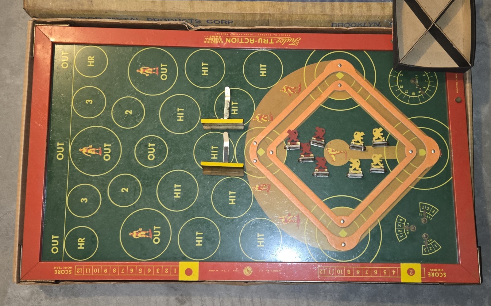 Vintage 1950’s Tudor Tru-Action Electric Baseball Game, With 8 Players, Works