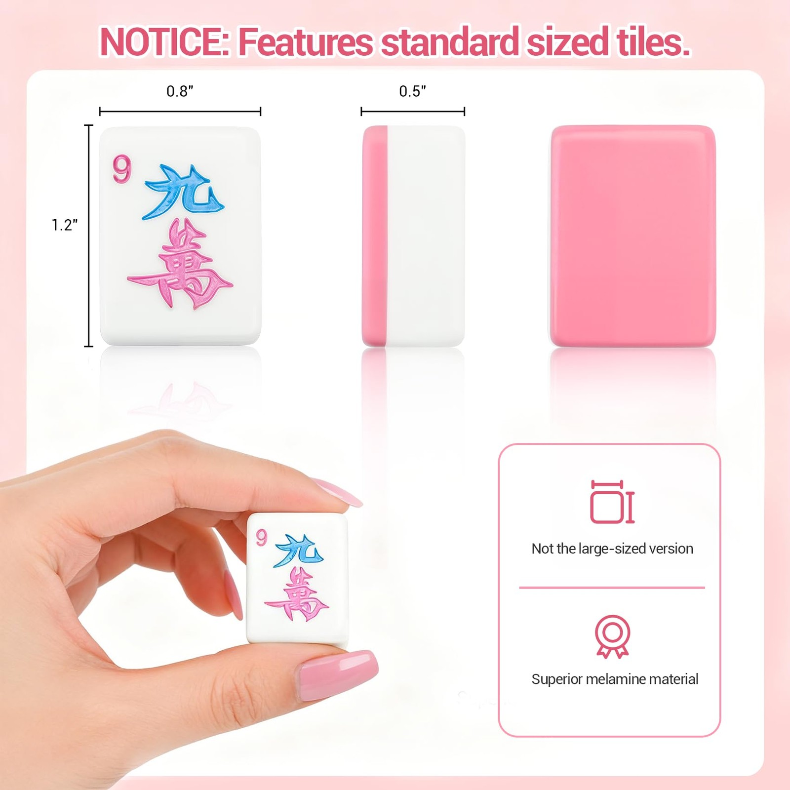 Gartu American Mahjong Tile Set, 166 Pink Tiles (1.2”), Mahjong Tile Set with…