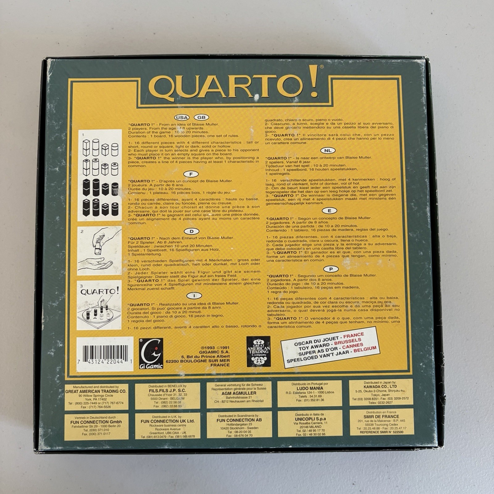 QUARTO! Wooden Board Game Vintage 1993 Gigamic, Mensa Select Complete!