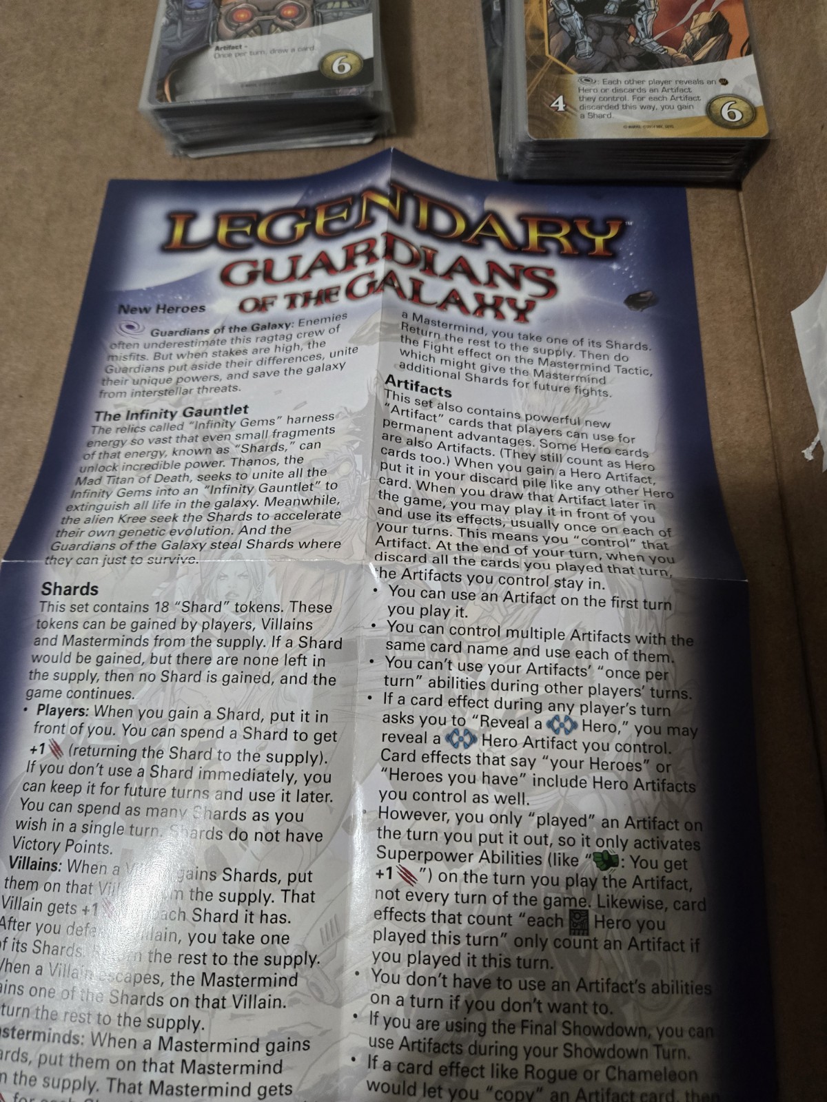 Legendary Marvel: Guardians of the Galaxy Expansion COMPLETE No Box