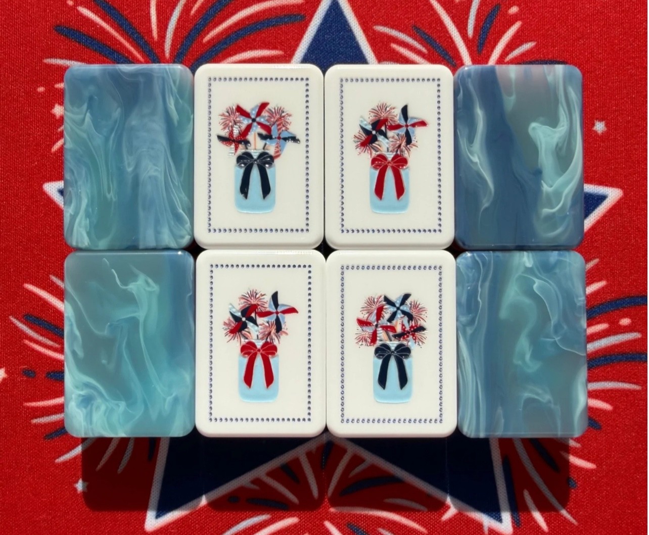 American Mahjong Game Set, 160 tiles Ice blue 🇺🇸Mah Jong Tiles,+storage Bag
