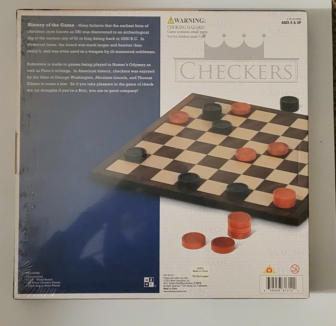 WE Games Old School Red and Black Wooden Checkers Set -11.75 in.