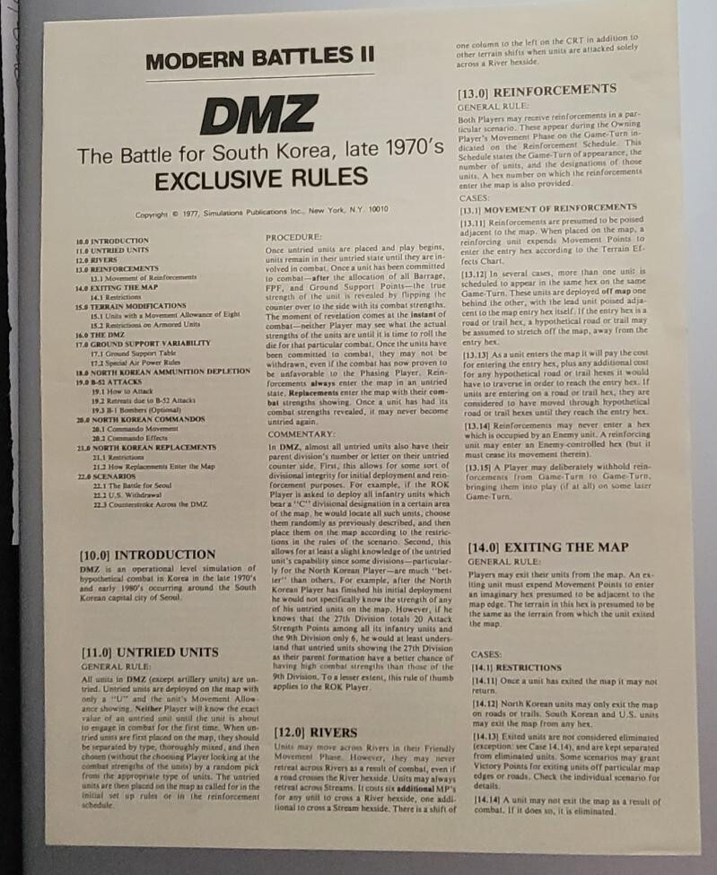 SPI Folio Wargame DMZ Battle for South Korea – Modern Battles II bD