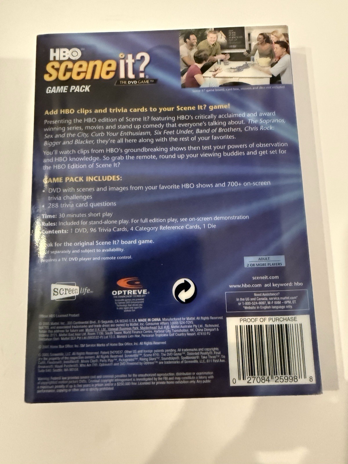Optreve Screenlife HBO Scene It? DVD Game Pack Movie & TV Trivia Cards 17+ Party