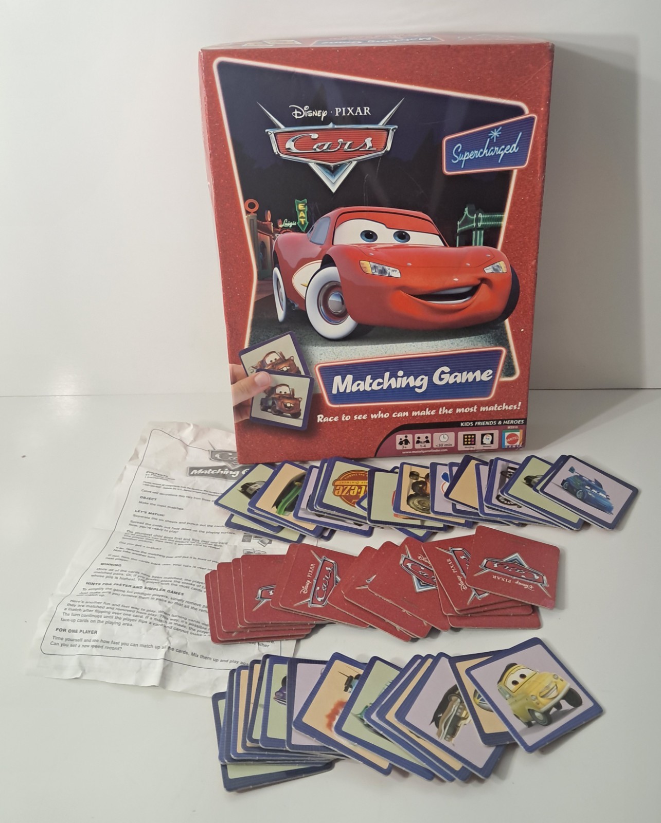 Cars Matching Game M3910 Age 3+ 1-4 Players Mattel Disney Pixar 2007 *Read*