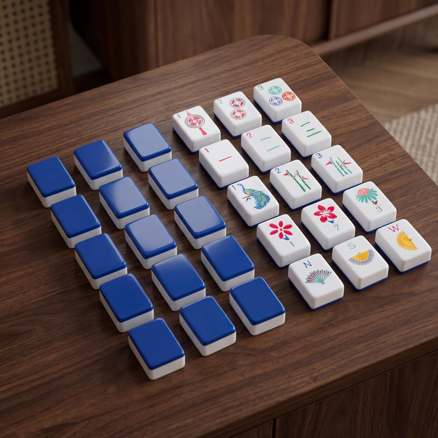 160 Deep Blue Engraved American Mahjong Game Set with Carrying Bag and Accessori