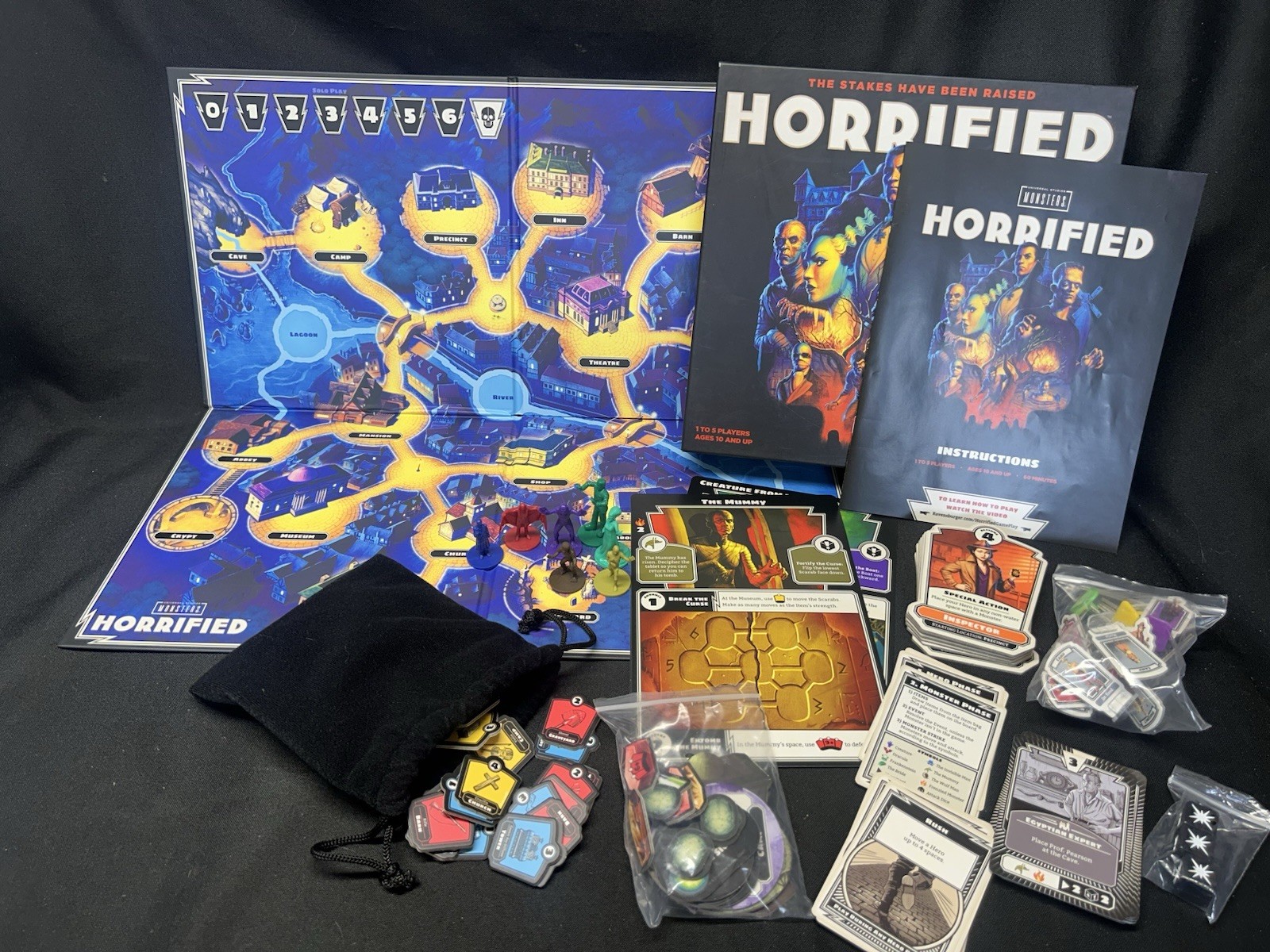Horrified Board Game – Universal Monsters Edition – Complete w/ All Pieces!