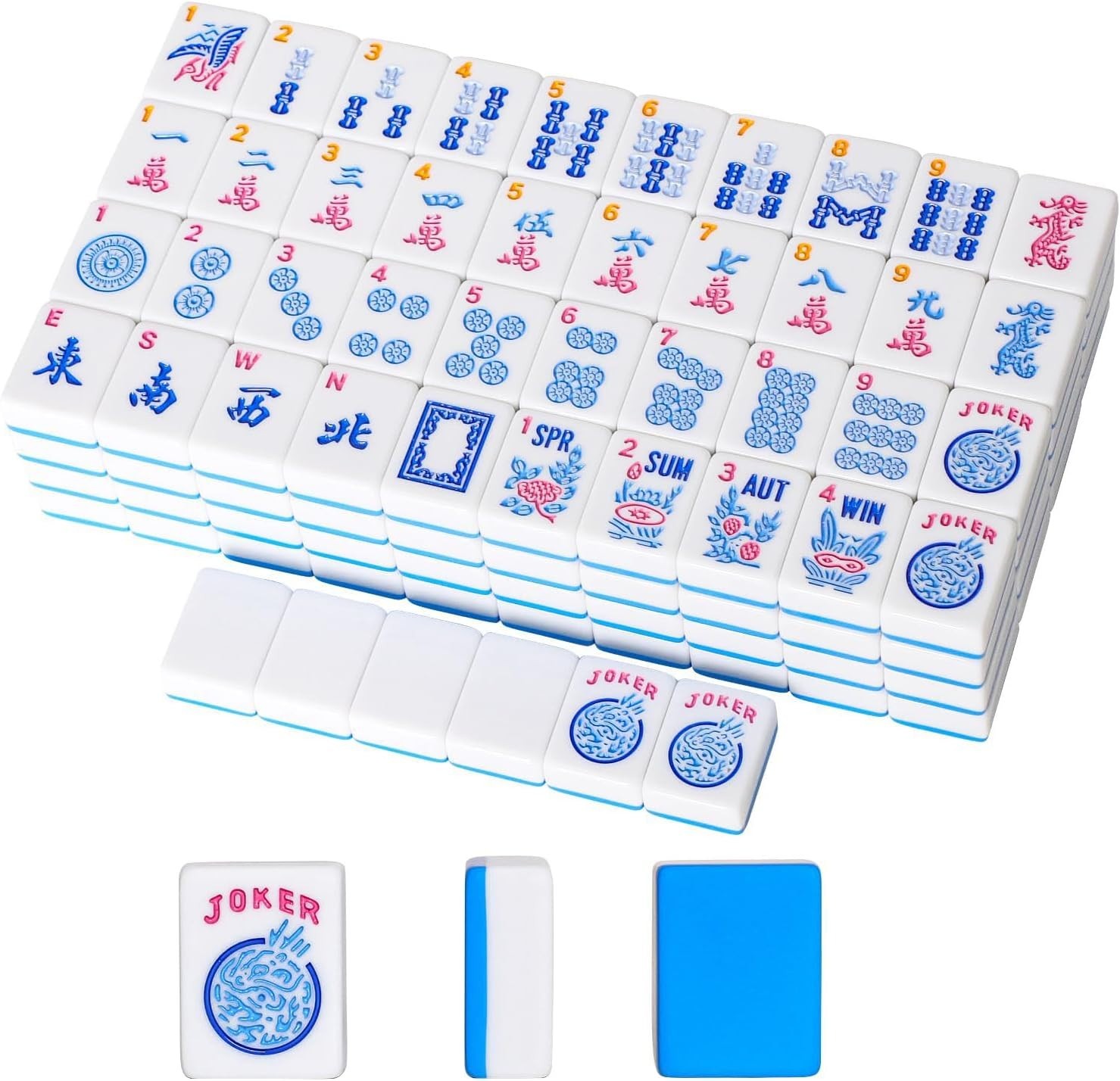 American Mahjong Tile Set, 166 Blue Tiles, 1.2in High Quality, Tiles Only