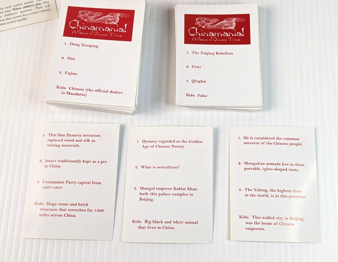 Chinamania! Trivia Game On Chinese History, Culture & Geography RARE 1999 Learn