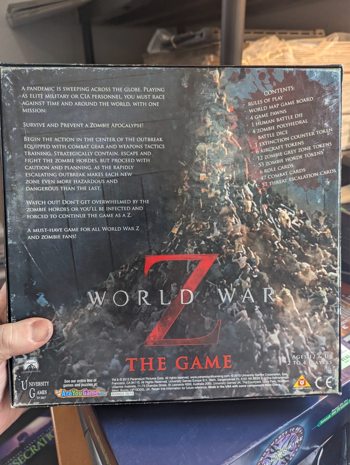 WORLD WAR Z The Game Board Game 100% COMPLETE 2013