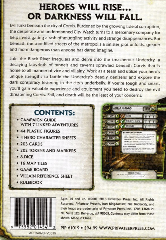The Undercity: An Iron Kingdoms Adventure – Privateer Press 2015 – Complete VG
