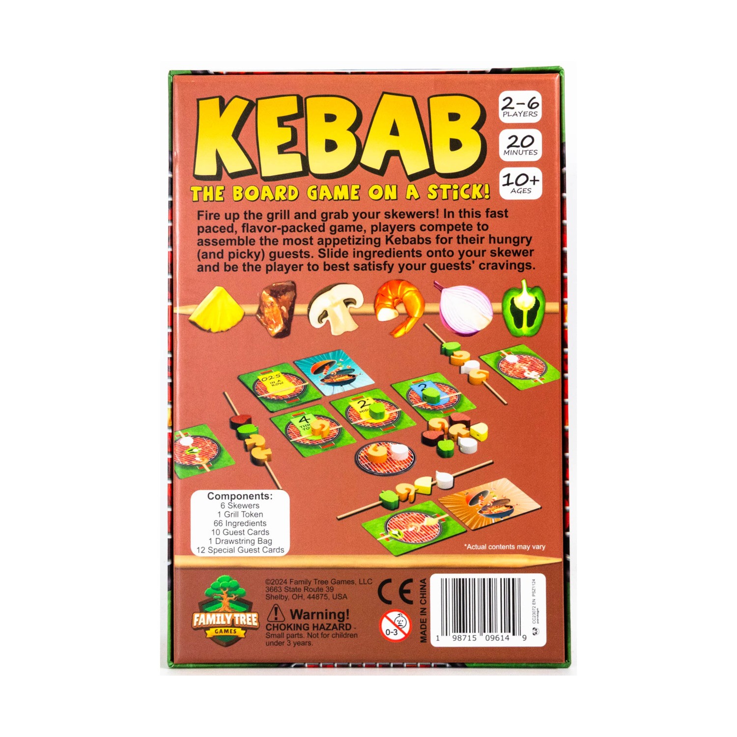 Family Tree Board Games Kebab – The Board Game on a Stick Box New