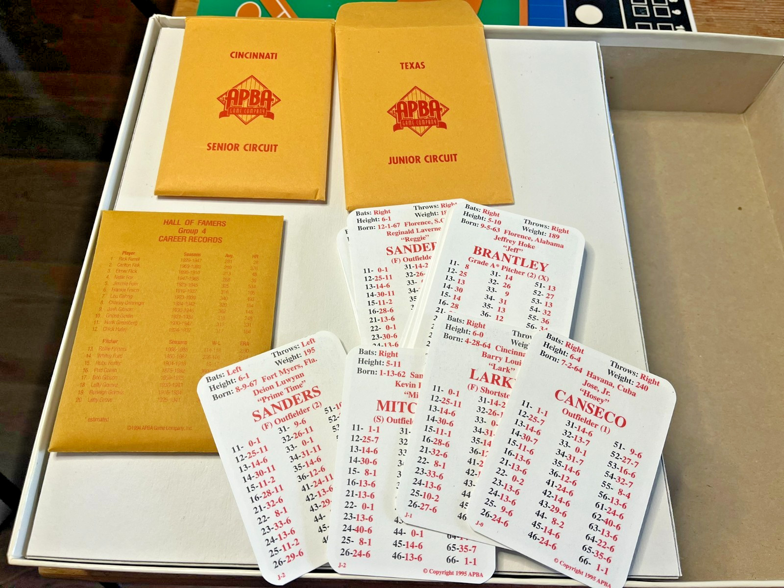1996 APBA Pro Baseball Game Vintage MLB Fantasy Statistics Board Game Dice