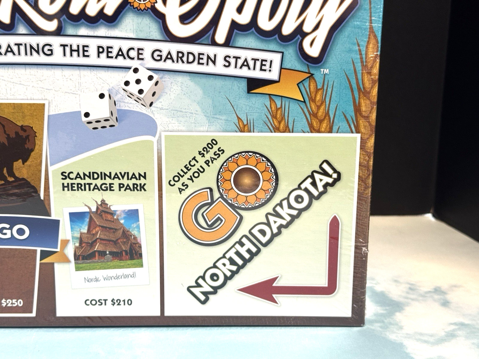 North Dakota-Opoly Monopoly style board Game Celebrating Peace Garden State NEW