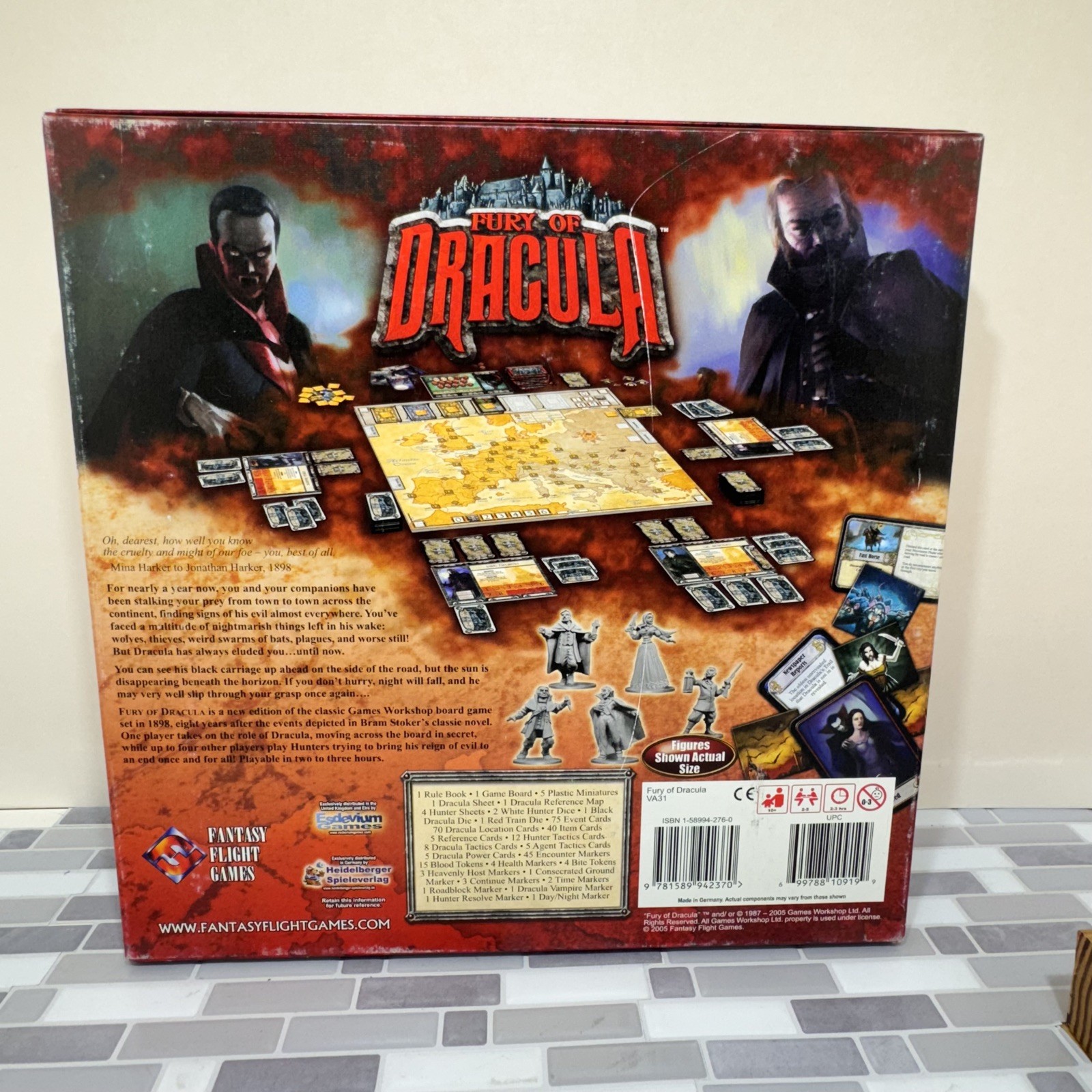 Fury of Dracula 2nd Ed Board Game Gothic Horror 2-5 Players Fantasy Flight
