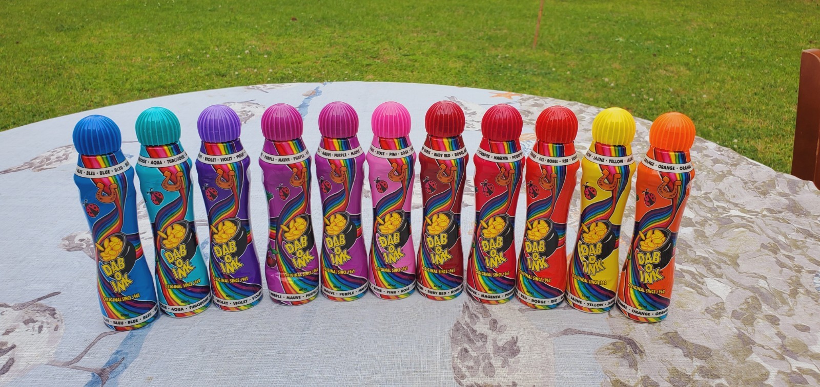 VTG Dab O Ink Bingo Dabber Dauber Marker Red Blue Pink Yellow Magenta Aqua NEW