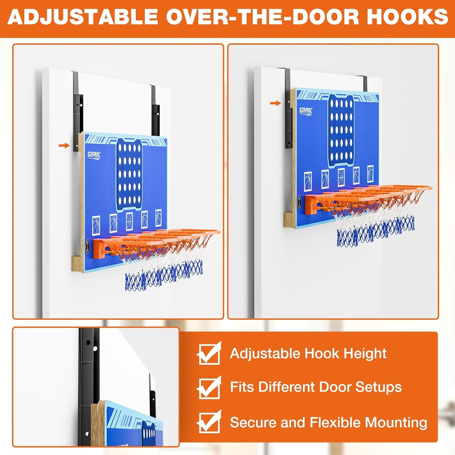 Over-The-Door 4 in a Row Basketball Game with Lights & Sounds for 1-2 Players