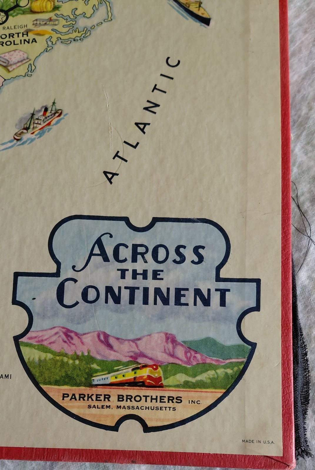 Antique 1952 ACROSS THE CONTINENT GAME BOARD ONLY PARKER BROTHERS 3-Fold USA