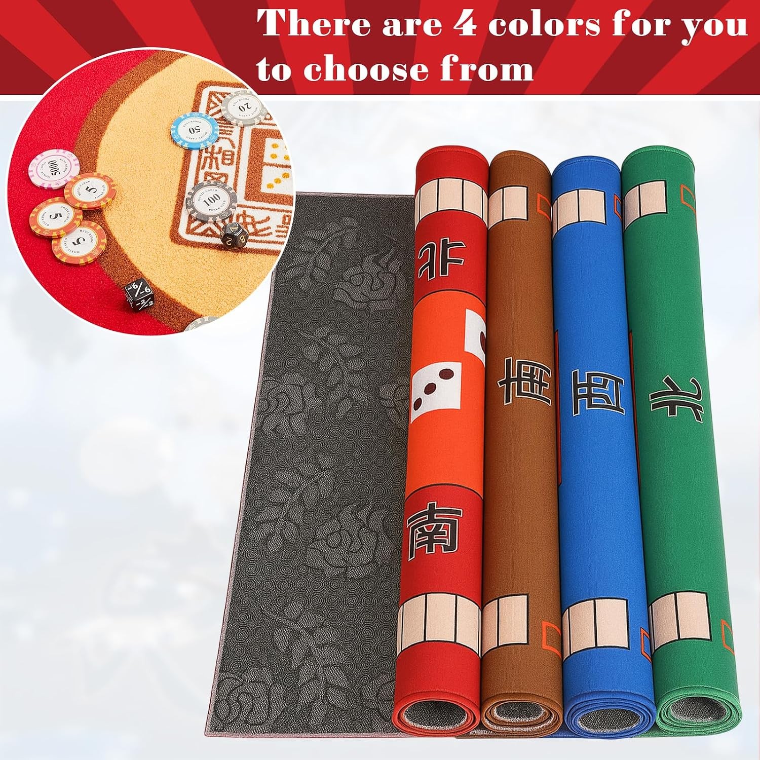 Mahjong Non Slip Noise Reduction Gaming Table Mat Cover for Mahjong Tiles Games