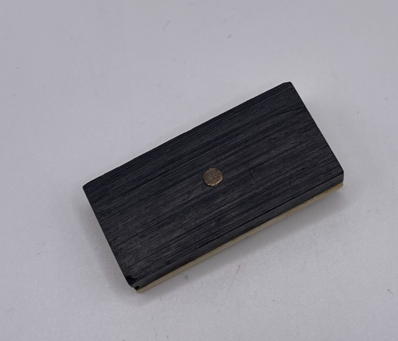 (27) Antique Handmade Bone and Ebony Dominoes Metal Rivet w/ Antique Metal Tin