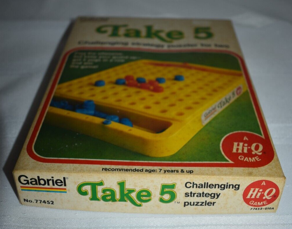 1977 TAKE 5 Gabriel Strategy Game Hi-Q Puzzle Vtg w/Instructions New HONG KONG