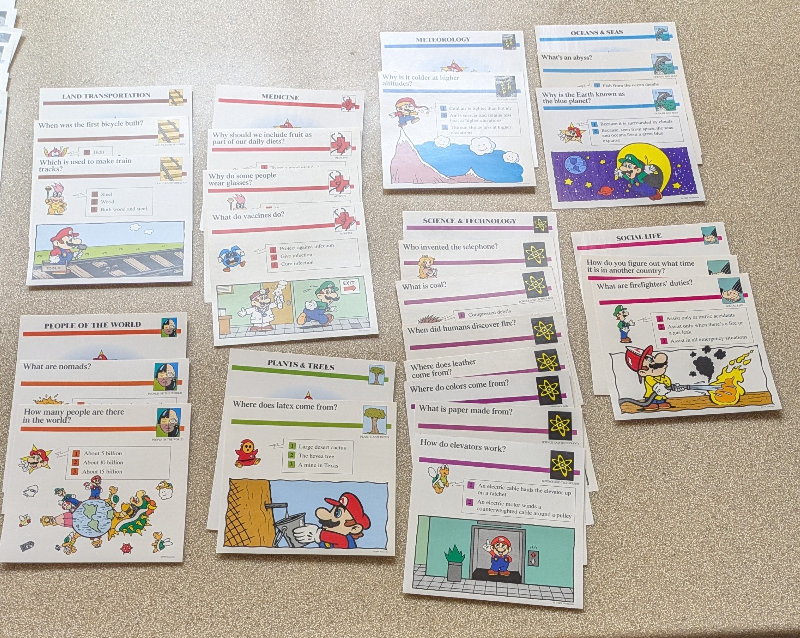 Vintage Atlas Super Mario Bros Luigi Nintendo Quiz Cards 72 cards manual