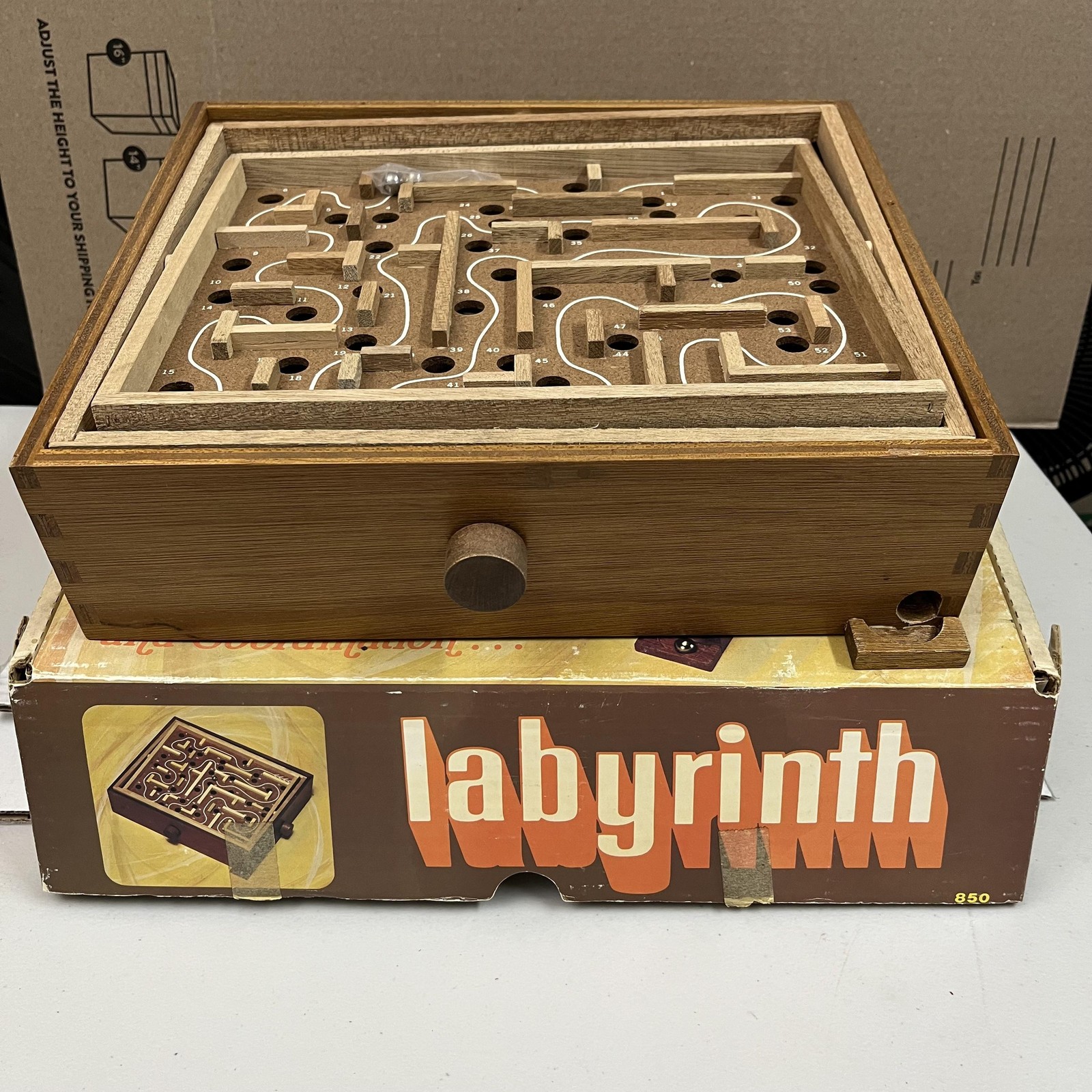 Vintage Labyrinth Wooden Marble Maze Classic Skill Coordination Game 850 W Box