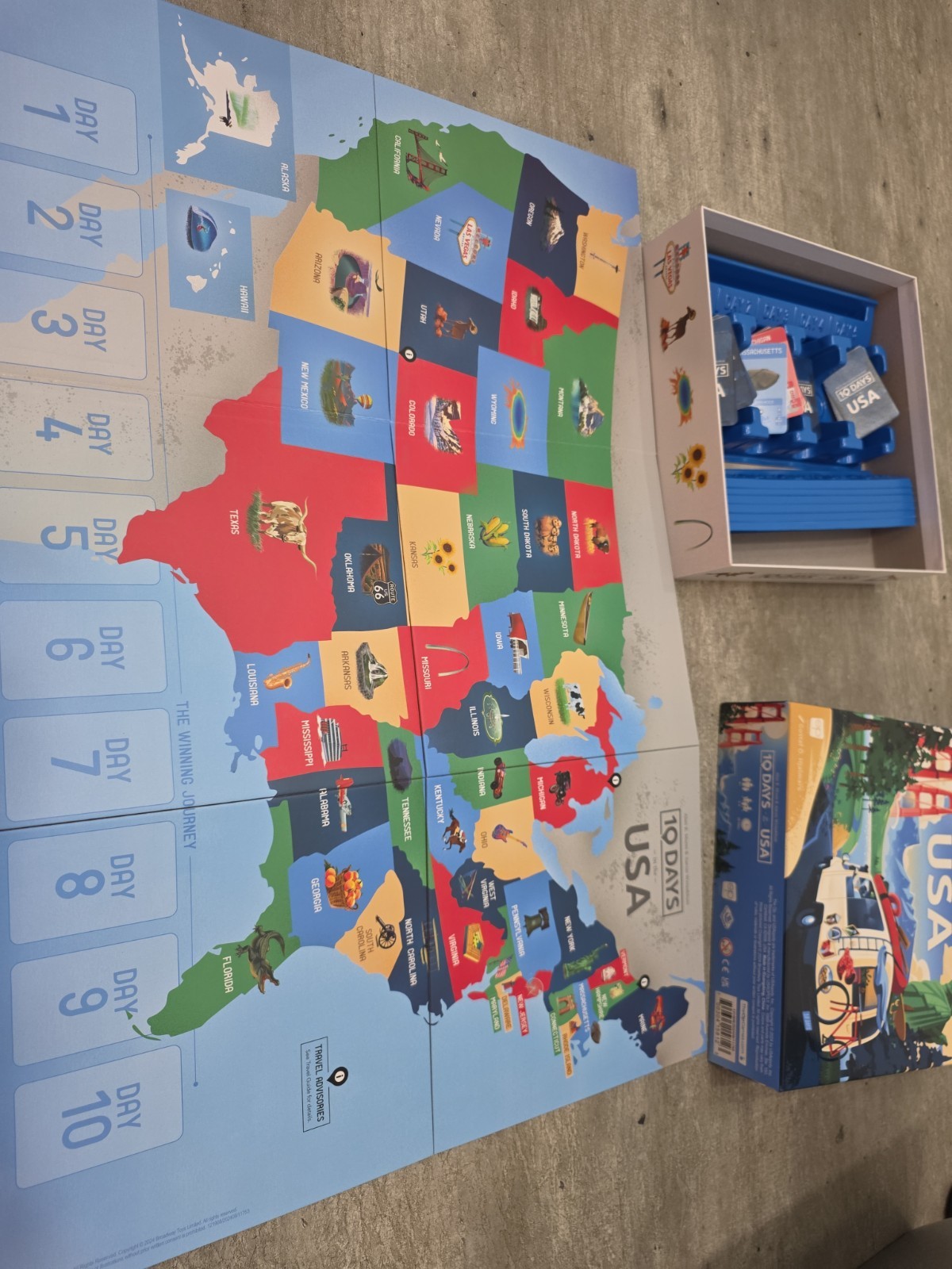 USAopoly 10 Days in The USA Family Road Trip Board Game Learn About US America