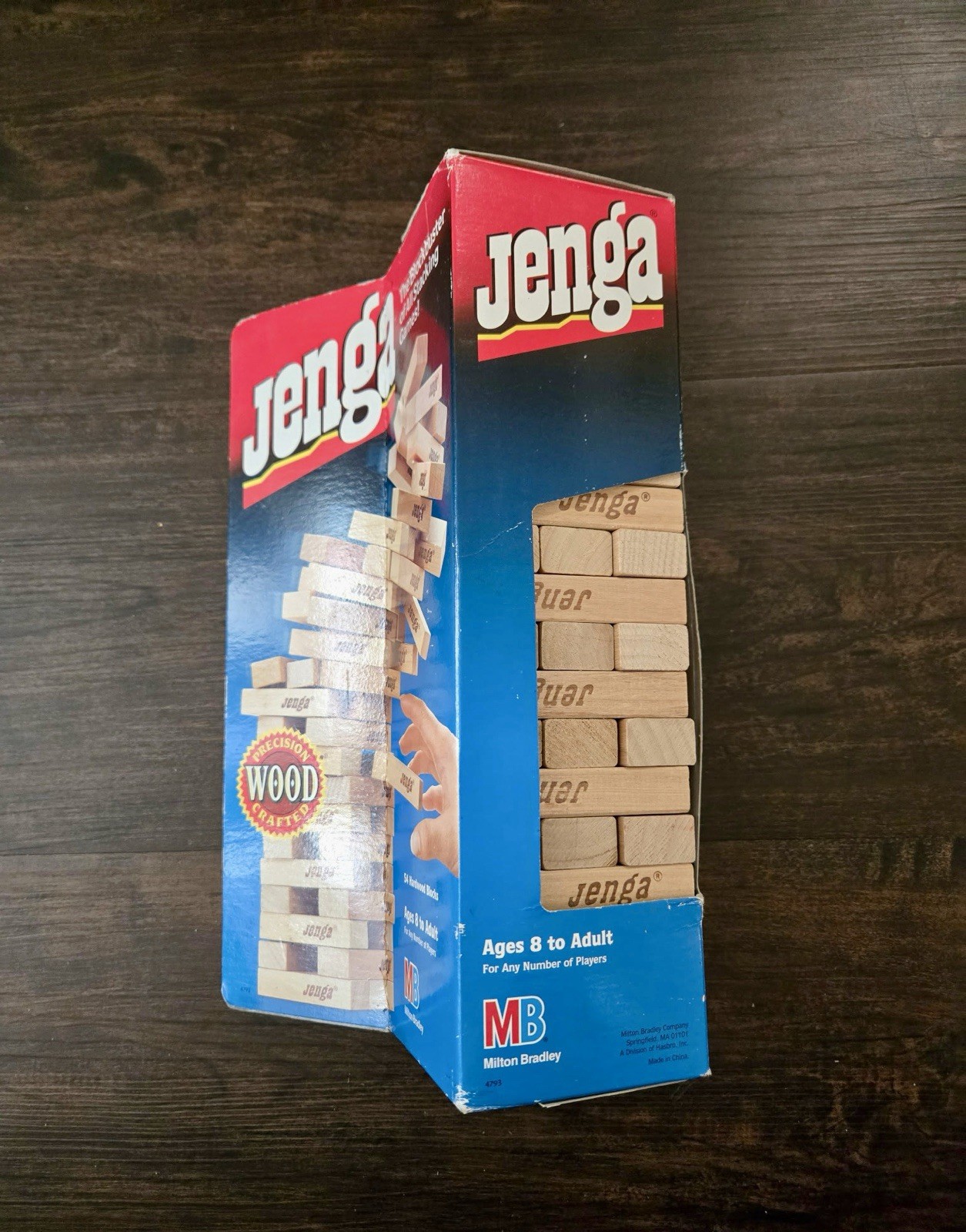 Vintage 1986 Milton Bradley Jenga Block Stacking Game Family Night Complete Box