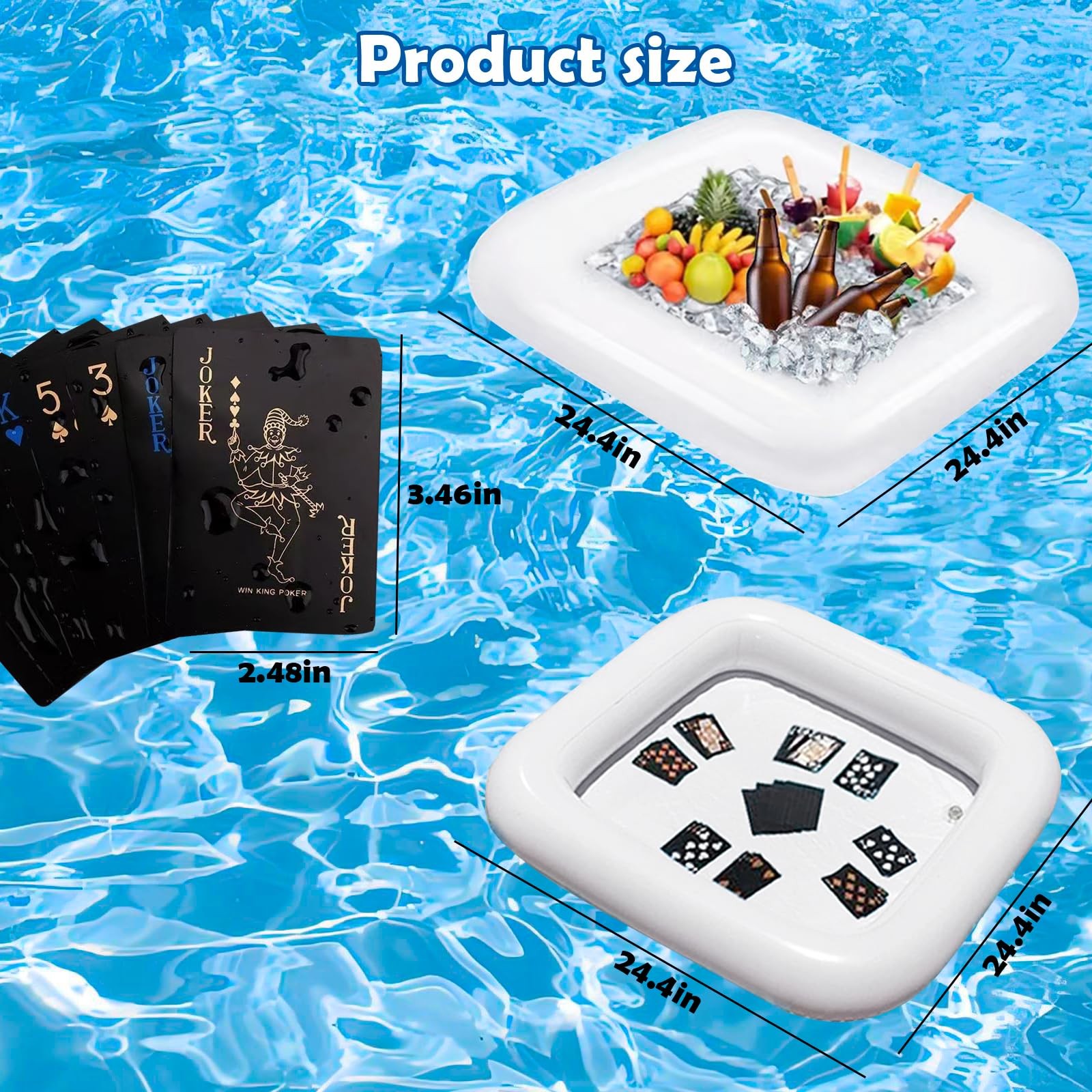 2 PCS Floating Pool Game Table with Waterproof Playing Cards for Summer Pool …