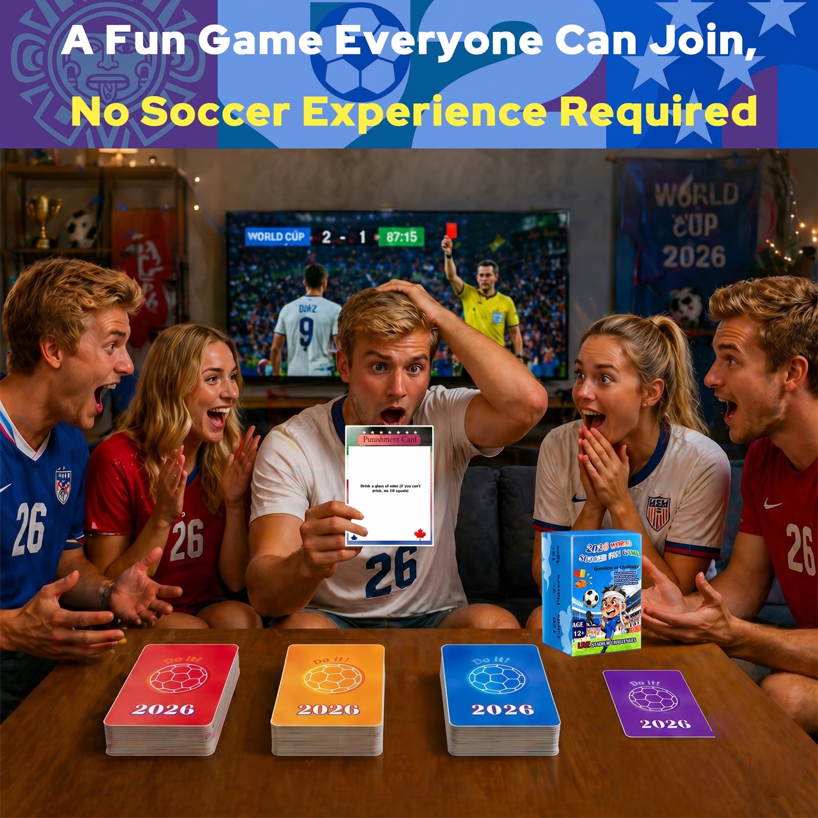 2026 World Soccer Live Watch Party Game – 120 Challenges & Questions Interact…